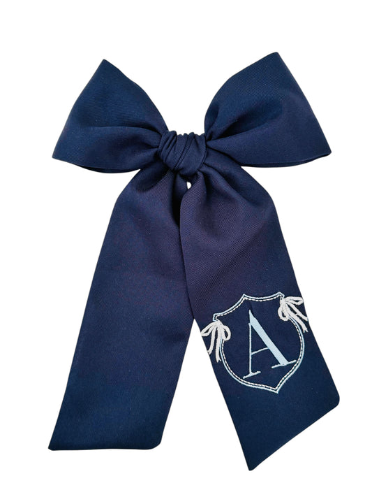 School Crest Side bows Monogram