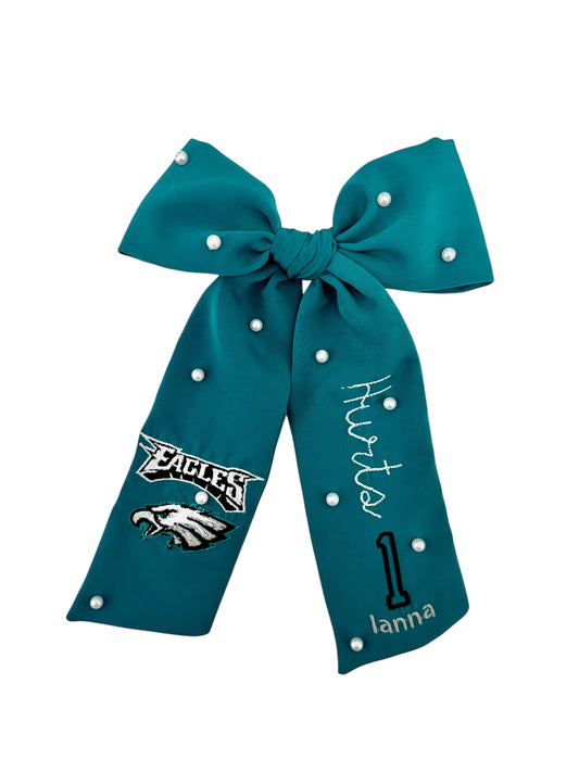 Football Eagles Teal Bow