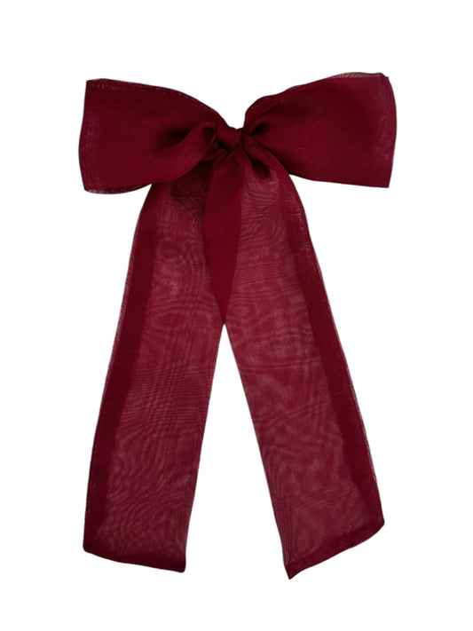 ,Maroon Sheer Bow